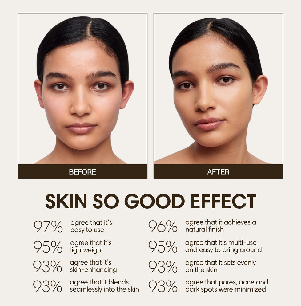 Aruna wears Skin So Good in Bamboo as base, Saddle as contour, Cashew as highlight