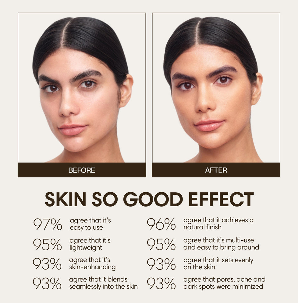 Gabriela wears Skin So Good in Palomino as base, Fawn as contour, Saddle as highlight