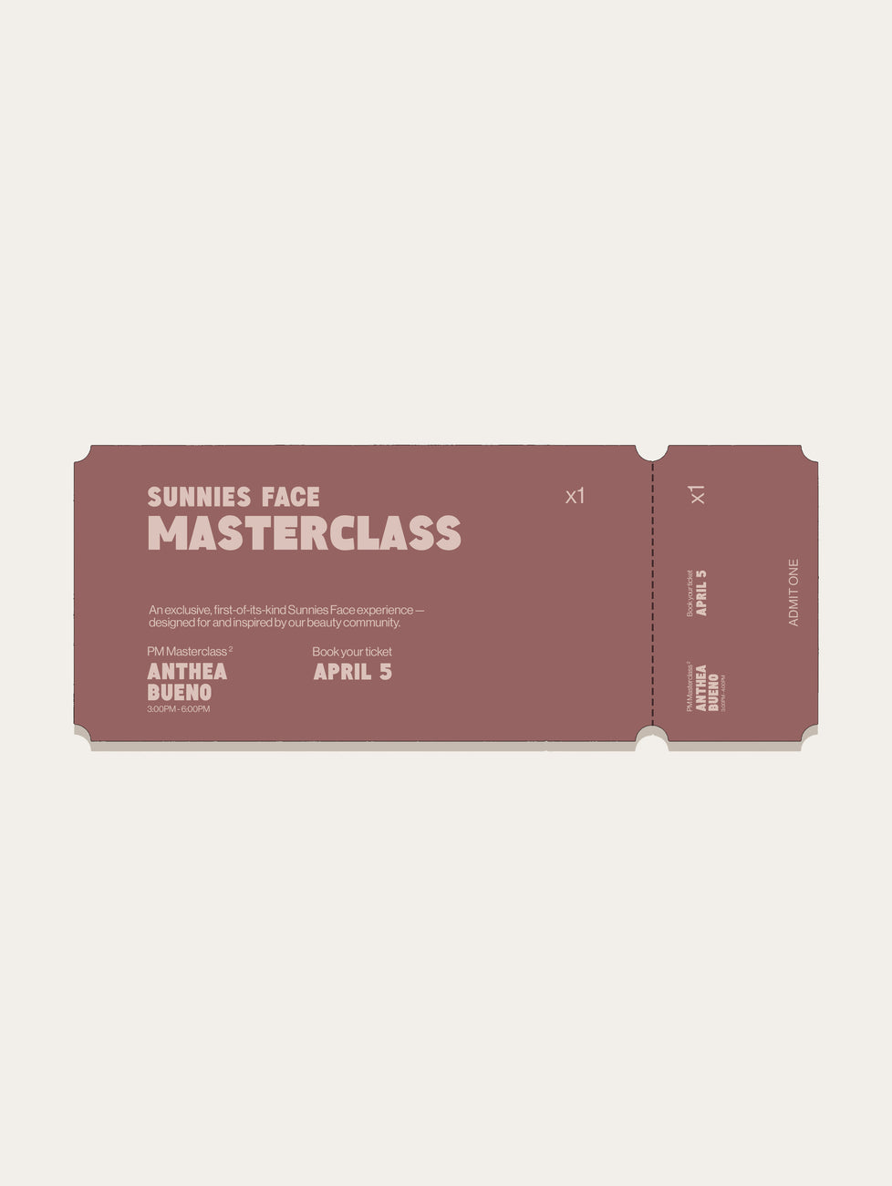 Sunnies Face Masterclass Ticket Anthea's Class (3:00PM - 6:00PM)