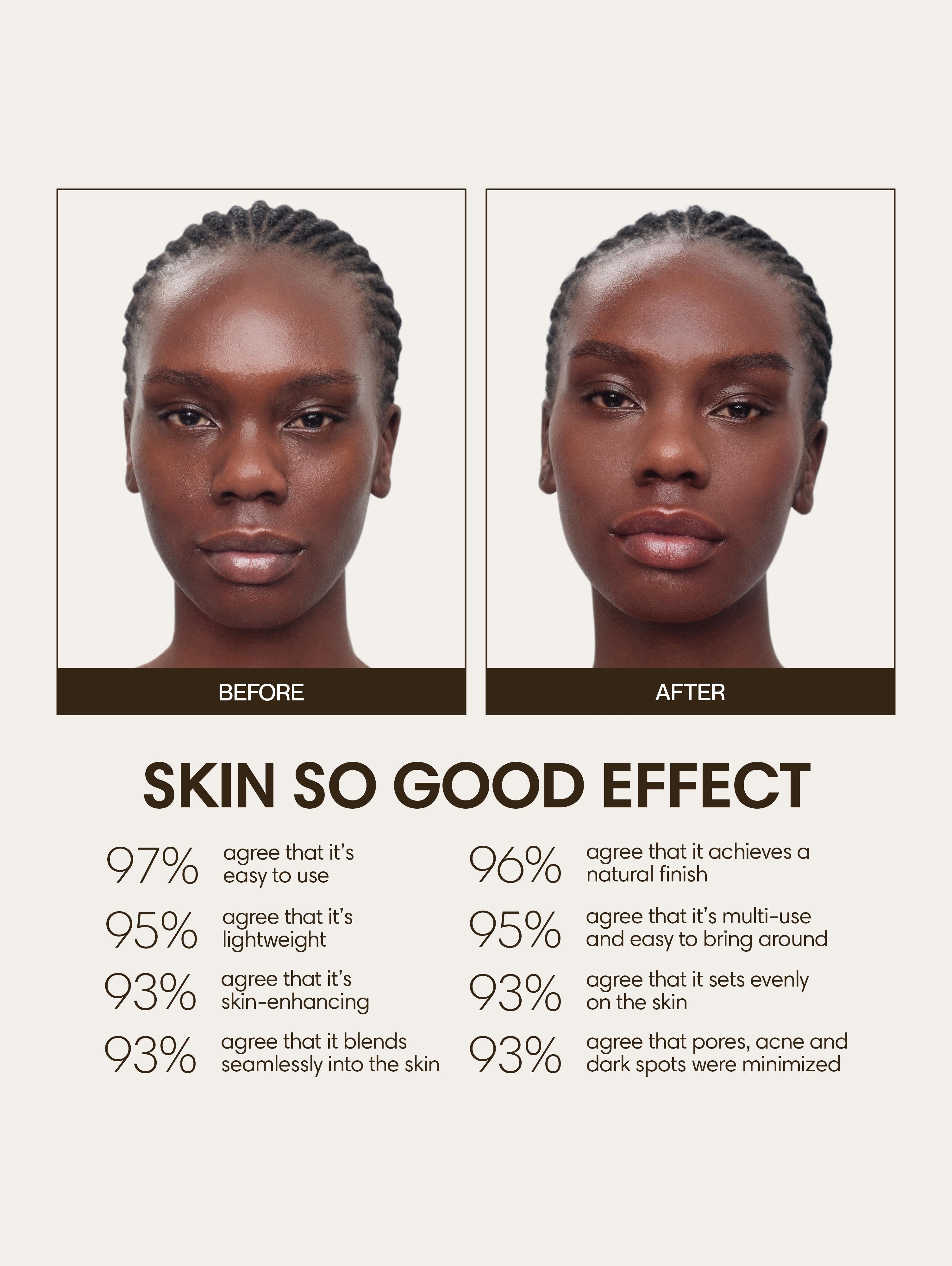 Akelo wears Skin So Good in Carob as base, Palisander as highlight