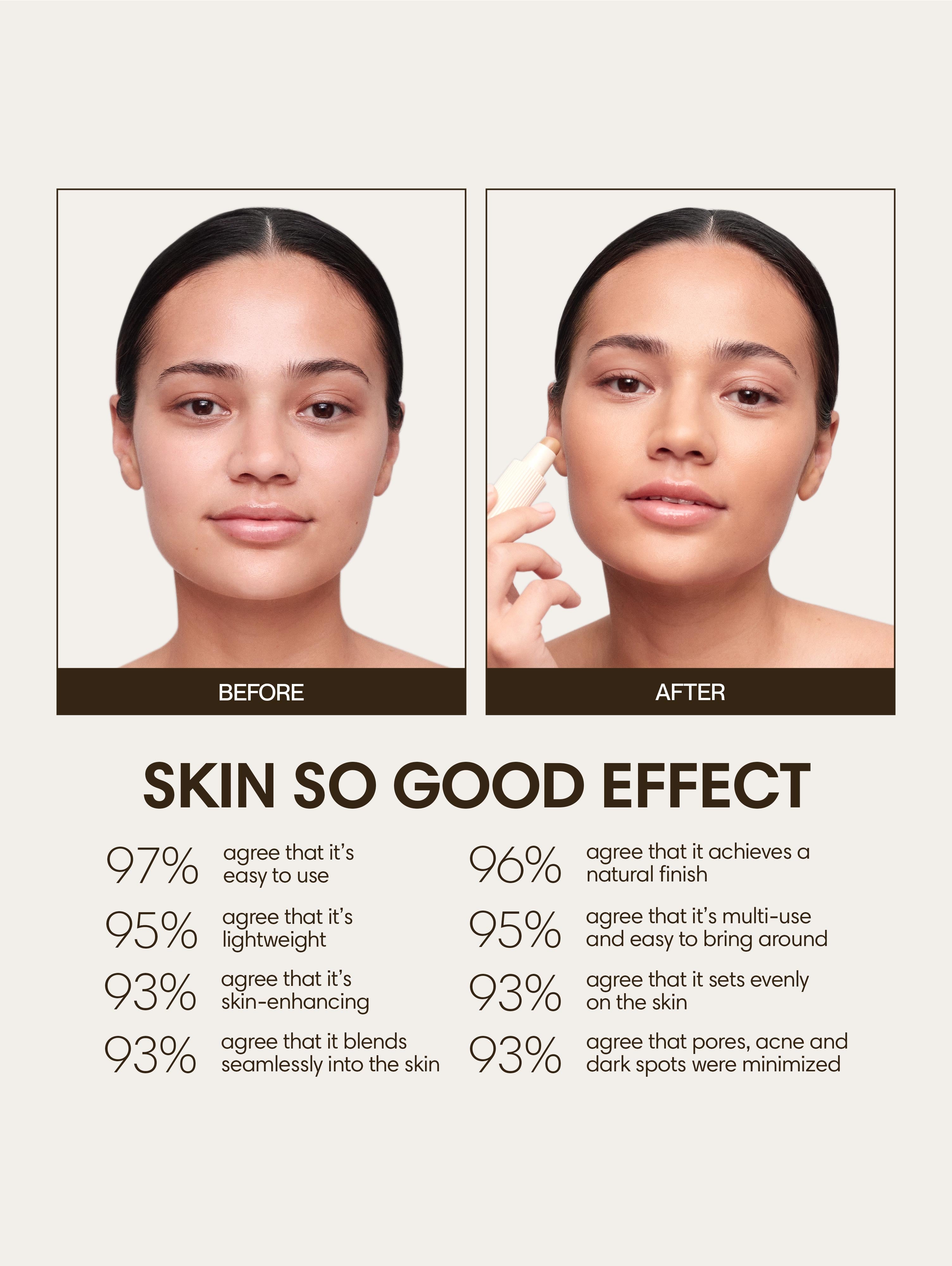 Alexandra wears Skin So Good in Gobi as base, Palomino as contour, Oat as highlight