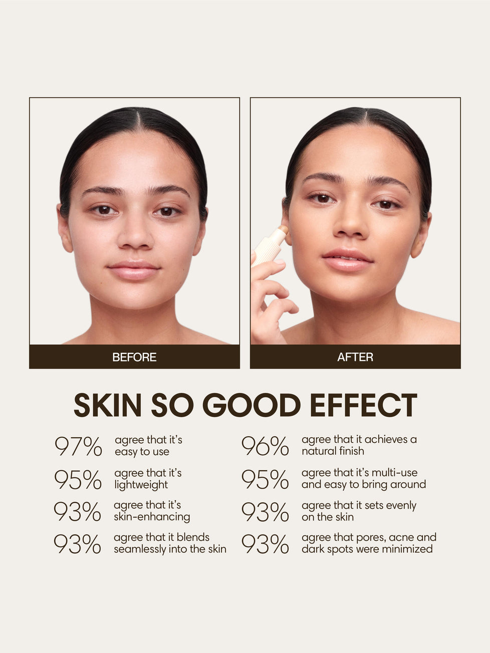 Alexandra wears Skin So Good in Gobi as base, Palomino as contour, Oat as highlight