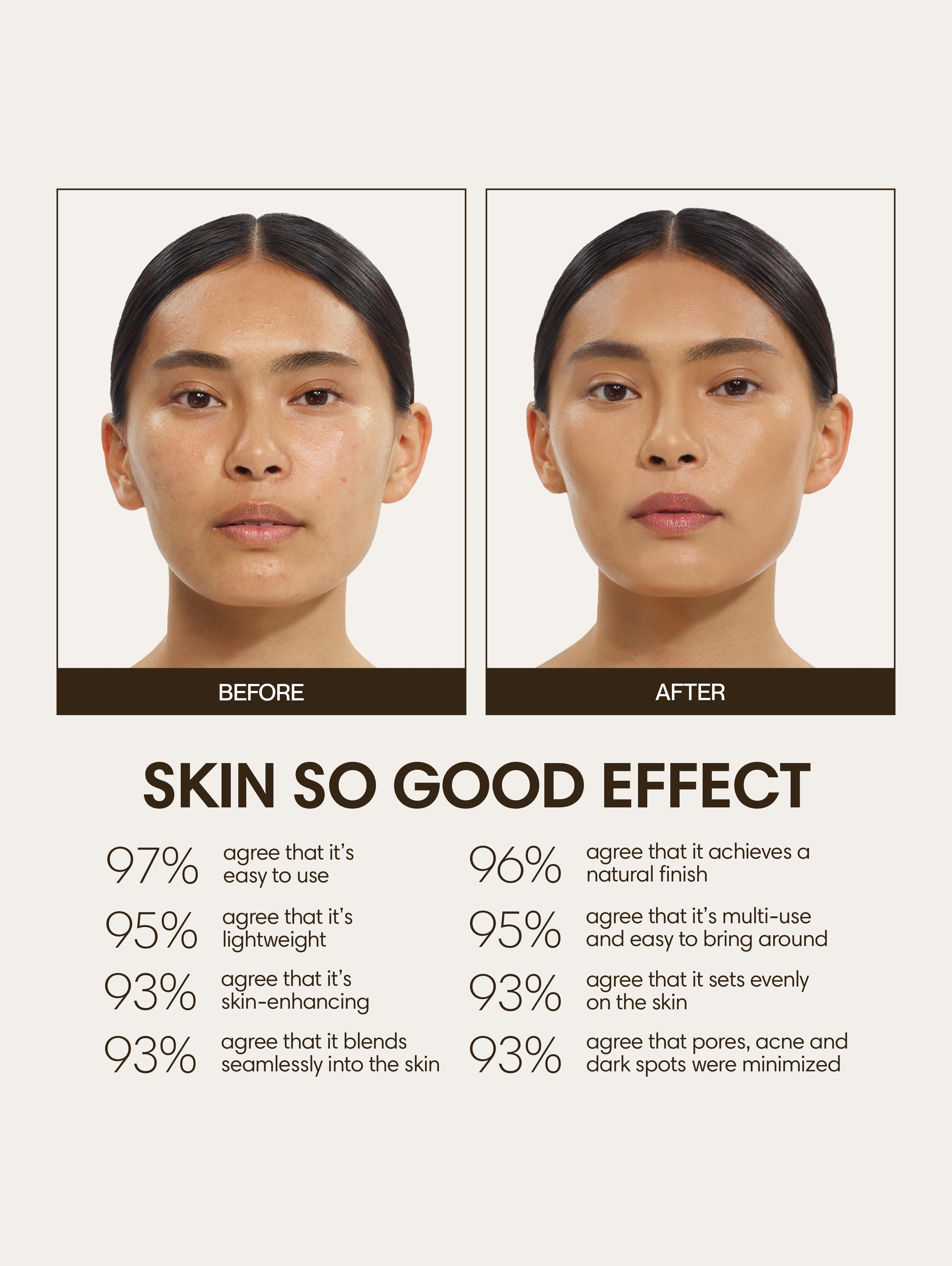 Lily wears Skin So Good in Olive as base, Palomino as contour, Cashew as highlight