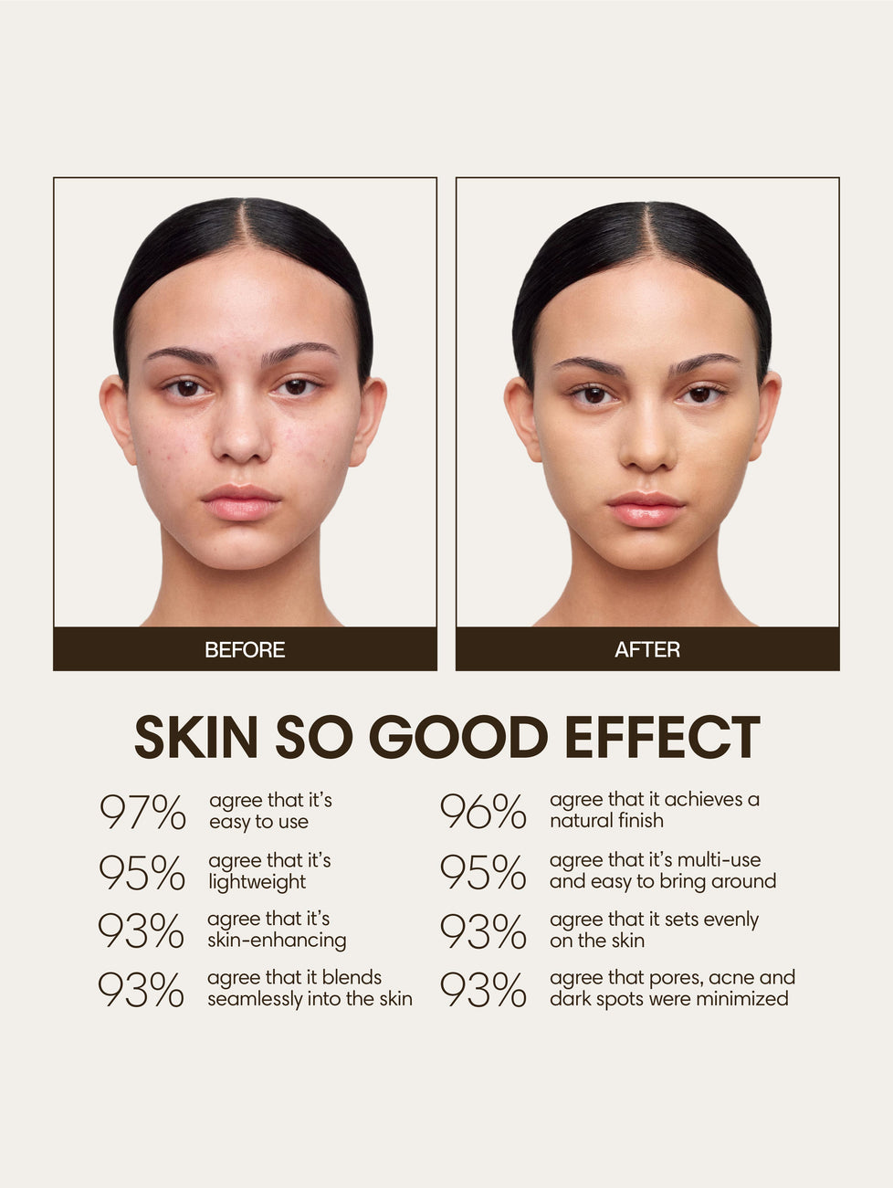 Gabrielle wears Skin So Good in Seashell as base, Gobi as contour, Buttermilk as highlight